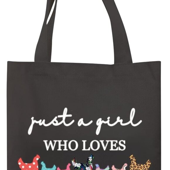 Chicken Lover Tote Bag Canvas Water Resistant Fun Chicken Farmer Gift - Picture 1 of 7